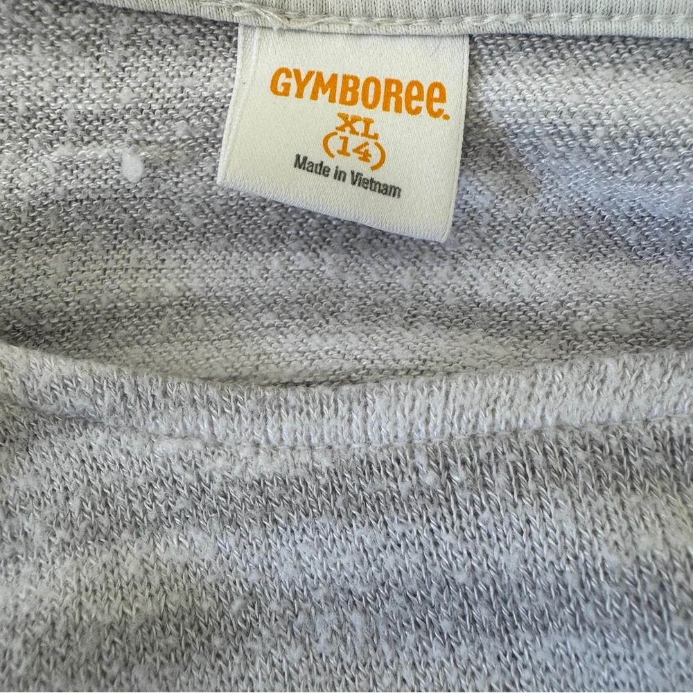 Gymboree Gray and White Striped “Happy” Knit Top